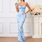 Halter Maxi Bodycon Mermaid Dress With Multiple Patterns