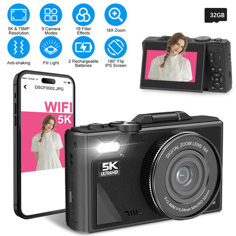 Digital Camera 1Pc 5K 75MP