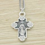 Sterling Silver Cherry Blossom Necklace Men's And Women's Vintage Cross Pendant