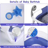 1Pc Baby Bath Tub With Thermometer Collapsible Travel Friendly