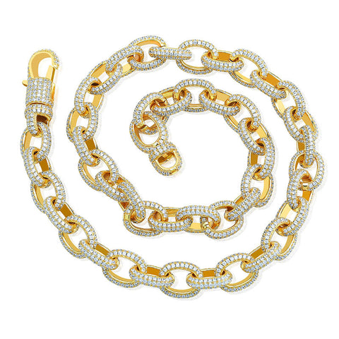 Oval Twisted Big Button Necklace  Zircon