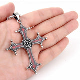 Vintage Red Cross Pendant Titanium Steel Necklace