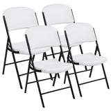 Black & White Folding Chair - Iron Frame & Plastic Seat