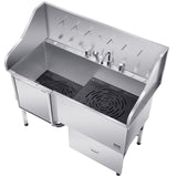 61 Inch Dog Grooming Bath Tub Stainless Steel W Ramp Water Filter Left