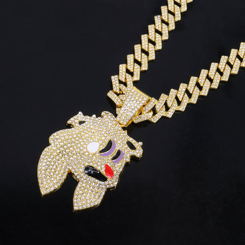 Magic Hat Rabbit Head Pendant Necklace High-grade Cuban Chain