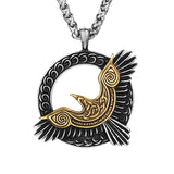 Nordic Viking Odin Crow Titanium Steel Pendant Retro Fashion Necklace