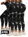 4pcs Tie-dye Yoga Pants Active Yoga Pants