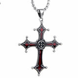 Vintage Red Cross Pendant Titanium Steel Necklace