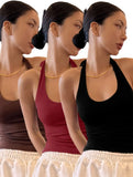 DAZY Solid Backless Halter Top  3PC Set
