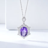 Geometric Denier Amethyst Pendant Sterling Silver