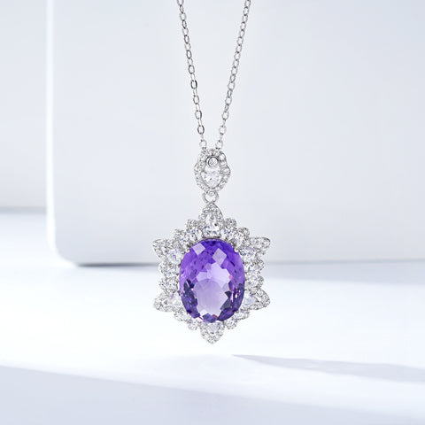 Geometric Denier Amethyst Pendant Sterling Silver