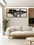 Set Of 3 Black Metal Tree Of Life Wall Art
