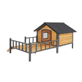 Outdoor Large Wooden Cabin House Style Wooden Dog Kennel With Porch