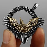 Nordic Viking Odin Crow Titanium Steel Pendant Retro Fashion Necklace