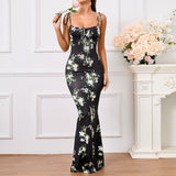 Halter Maxi Bodycon Mermaid Dress With Multiple Patterns