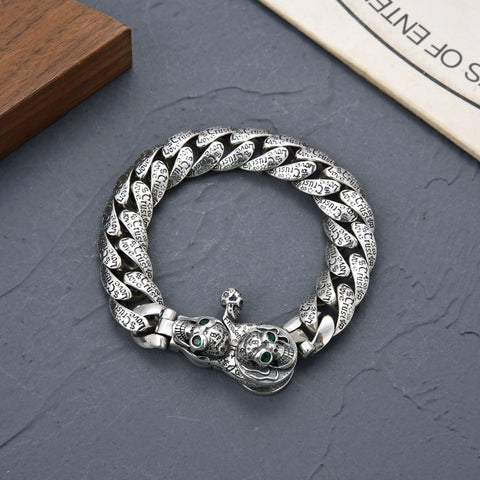 Men's Retro Fashion S925 Sterling Silver Skull Bracelet