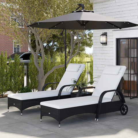 3 Piece Wicker Lounge Chair Set Outdoor Loungers