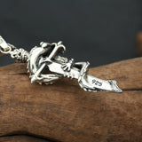 Sterling Silver Cross Holy Sword Dragon Pendant