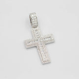 Princess Square Mosaic Cross Pendant S925 Silver Plated Necklace