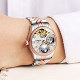 Mechanical Skeleton Waterproof Stainless Steel Watch