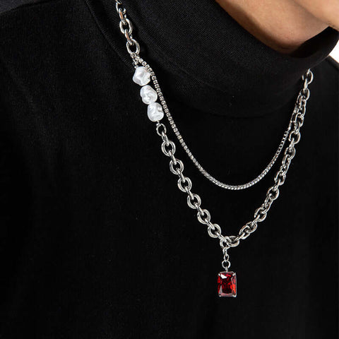 Men's Titanium Steel Layered Necklace