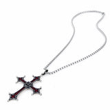 Vintage Red Cross Pendant Titanium Steel Necklace