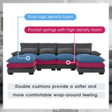 Modern U-shaped Sectional Sofa, 6-Seat With Waist Pillows