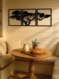 Set Of 3 Black Metal Tree Of Life Wall Art