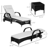 3 Piece Wicker Lounge Chair Set Outdoor Loungers