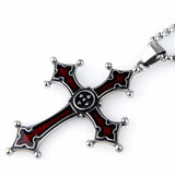Vintage Red Cross Pendant Titanium Steel Necklace