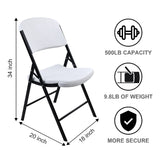 Black & White Folding Chair - Iron Frame & Plastic Seat