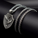 Vintage Titanium Men's Pendant Necklace Stainless Steel Shield