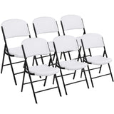 Black & White Folding Chair - Iron Frame & Plastic Seat
