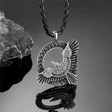 Nordic Viking Odin Crow Titanium Steel Pendant Retro Fashion Necklace