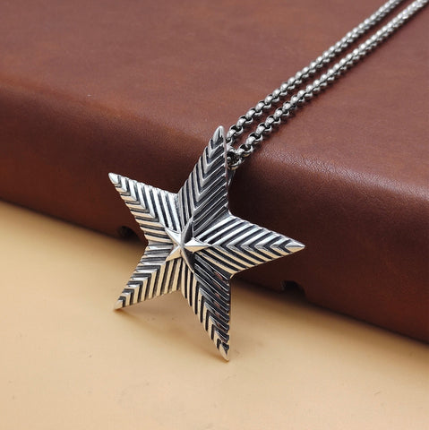 S925 Sterling Silver Five-pointed Star Pendant Necklace