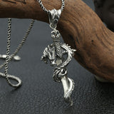 Sterling Silver Cross Holy Sword Dragon Pendant