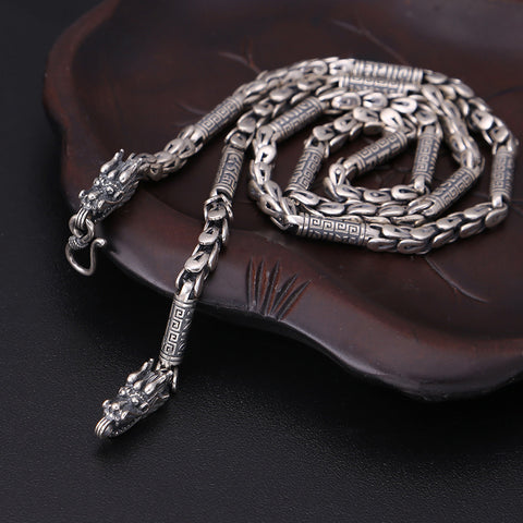 S925 Sterling Silver Men's Classic Vintage Thai Silver Necklace