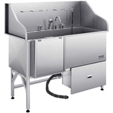 61 Inch Dog Grooming Bath Tub Stainless Steel W Ramp Water Filter Left