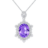 Geometric Denier Amethyst Pendant Sterling Silver