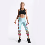 Star Mandala Turquoise Yoga/Workout Leggings
