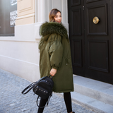 Large Fur Collar Hooded Thick Coat