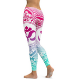 JIGERJOGER 2018 new blue decolorization Mandala Pink leggings women plus size XL Athletic Yoga Leggings Running fitness workout pants