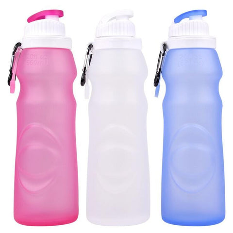 Silicone Foldable Water Bottle - Perfect for Running, Biking, Jogging, Hiking, Camping, Picnic, Yoga and Travel etc.