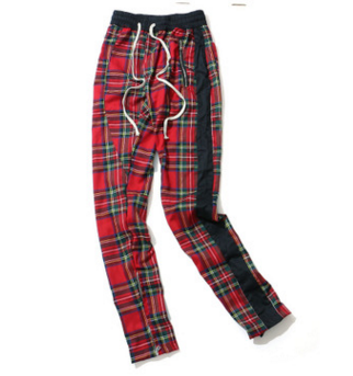 Plaid Hip Hop Patchwork Pants With Drawstring