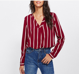 Long Sleeve Striped V-Neck Shirt