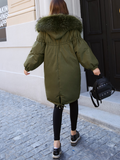 Large Fur Collar Hooded Thick Coat