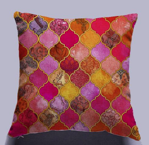 Nordic Vintage cotton linen Africa geometry stripe cushion cover
