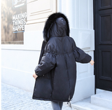 Large Fur Collar Hooded Thick Coat