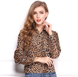 Leopard Chiffon Shirt Lapel long