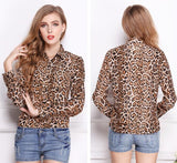 Leopard Chiffon Shirt Lapel long